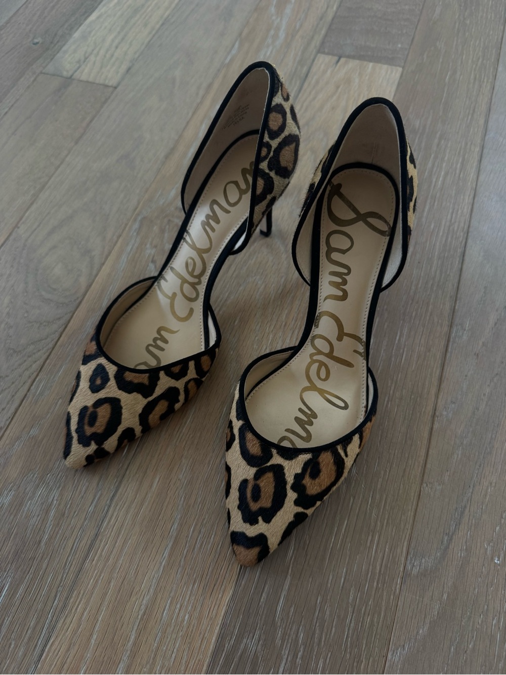 Sam Edelman Leopard-Print Pointed Toe Pumps - Tan & Black